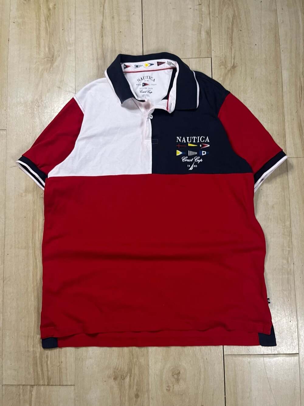 Nautica Coast Cup 1983 Sailing Club Colorblock Polo Shirt Size L